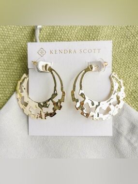 Kendra Scott Shiva Polished Gold Textured Crescent Hoop Earrings